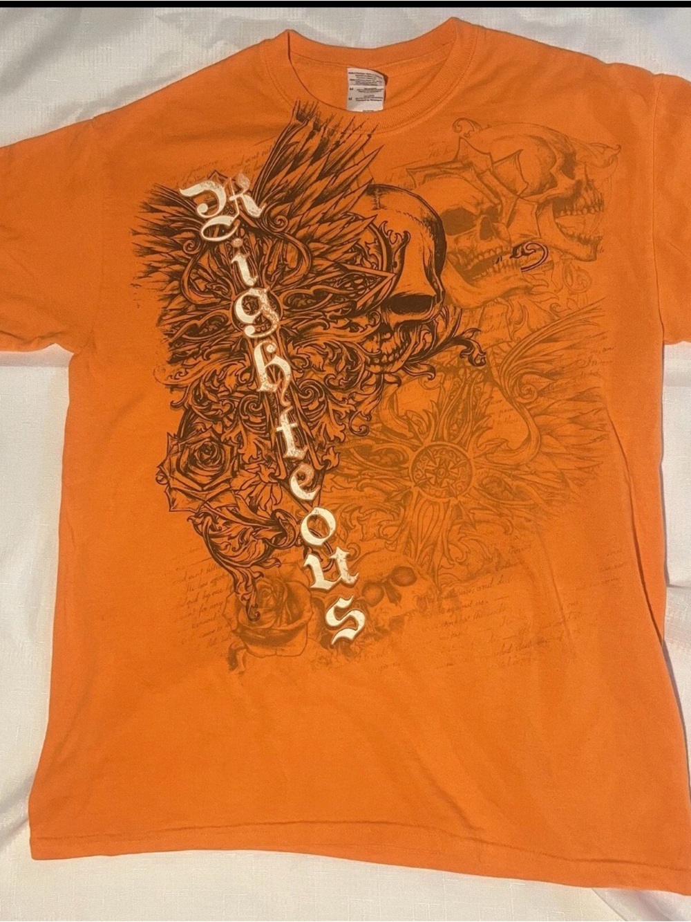 Vtg Righteous Graphic Skull Cross Wings - Men’s Sz:Medium T-Shirt